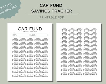 Car Fund Savings Tracker, Printable, Vehicle Savings Challenge, Car Sinking Fund, Printable Savings tracker, Financial Health, New Car