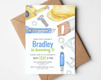 Tool Birthday Party Invitation, Template, Construction Birthday Invite, Builder Birthday Party, Boy Birthday Invite: PP122