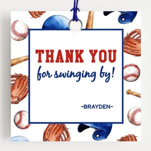 Baseball Birthday Party Favor Tag, Editable Template, Sports Themed Birthday Thank You Tag,  Baseball Team Party Favor Tag, PP118