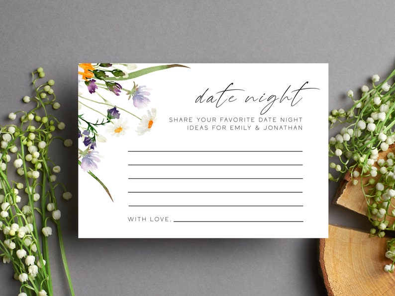 Date Night Ideas Printable Template DIY Wedding Shower Advice - Etsy