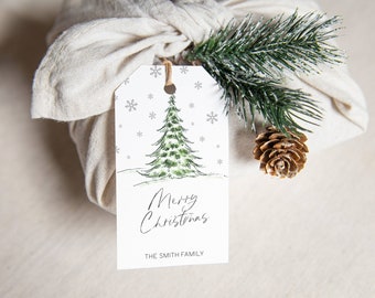 Snowy Christmas Gift Tag - Christmas Wrapping Tags - Christmas Tree Gift Tag