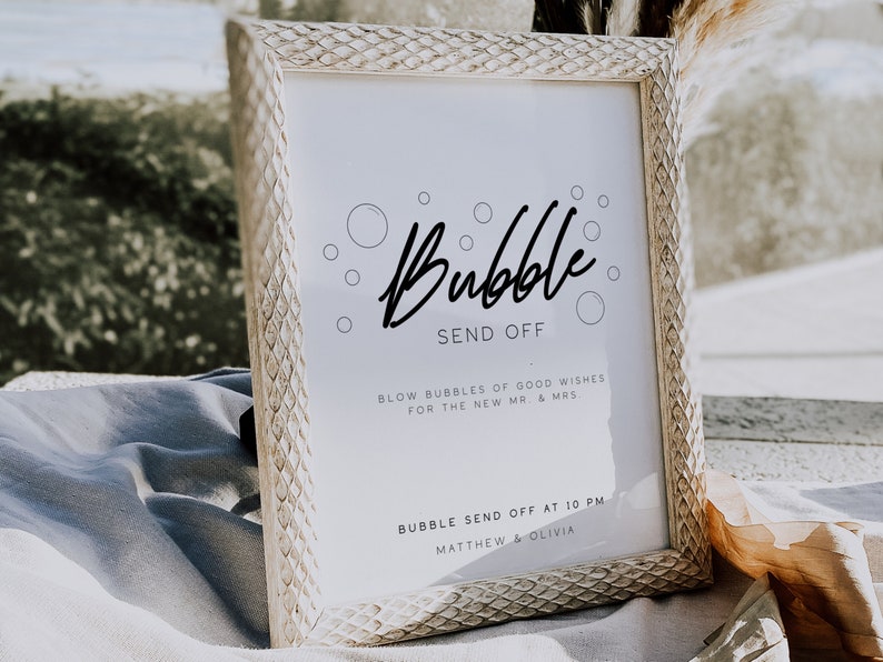 Bubble Send off Sign, Editable Modern Wedding Sign Template - 8x10 ...