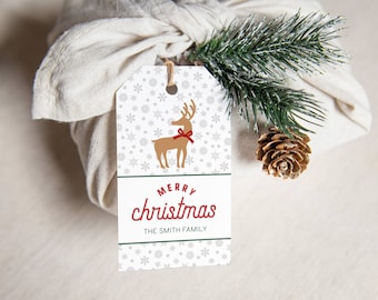 Bewerkbare kerst herten cadeau tag - vakantie cadeau tag - kerstverpakkingstags