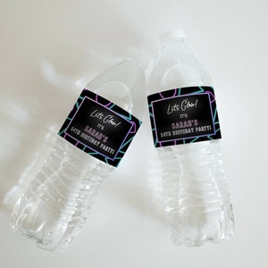 Glow In The Dark Party Water Bottle Label Editable Template, Neon Party Decor, Glow Party Drink Wrap, Pink Glow Party, Teen Girl Glow, PP111
