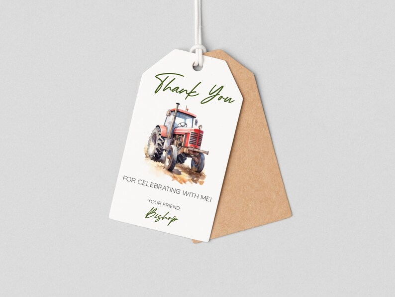 Red Tractor Birthday Party Favor Thank You Tags, Farm Themed Birthday ...