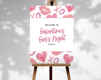 Galentine's Party Welcome Sign, Editable Template, Valentine's Party Poster, Friends Valentine Party Signage, Galentine Party Decor,  PP112