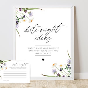Date Night Ideas Printable Template- DIY Wedding Shower advice - Dating Ideas Template - Wedding Shower Newly Wed Games - flowers - PP105