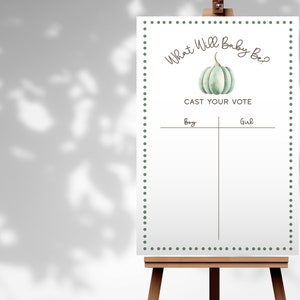 Pumpkin Gender Reveal Voting Poster, Editable Template, Fall Themed Gender Reveal, Autumn Gender Reveal Party, A Little Pumpkin, PP109