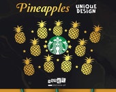Pineapples Full Wrap Starbucks coffee CUT file juice svg Cheetah Starbucks Logo for Silhouette or Cricut DIY svg cut file digital vector