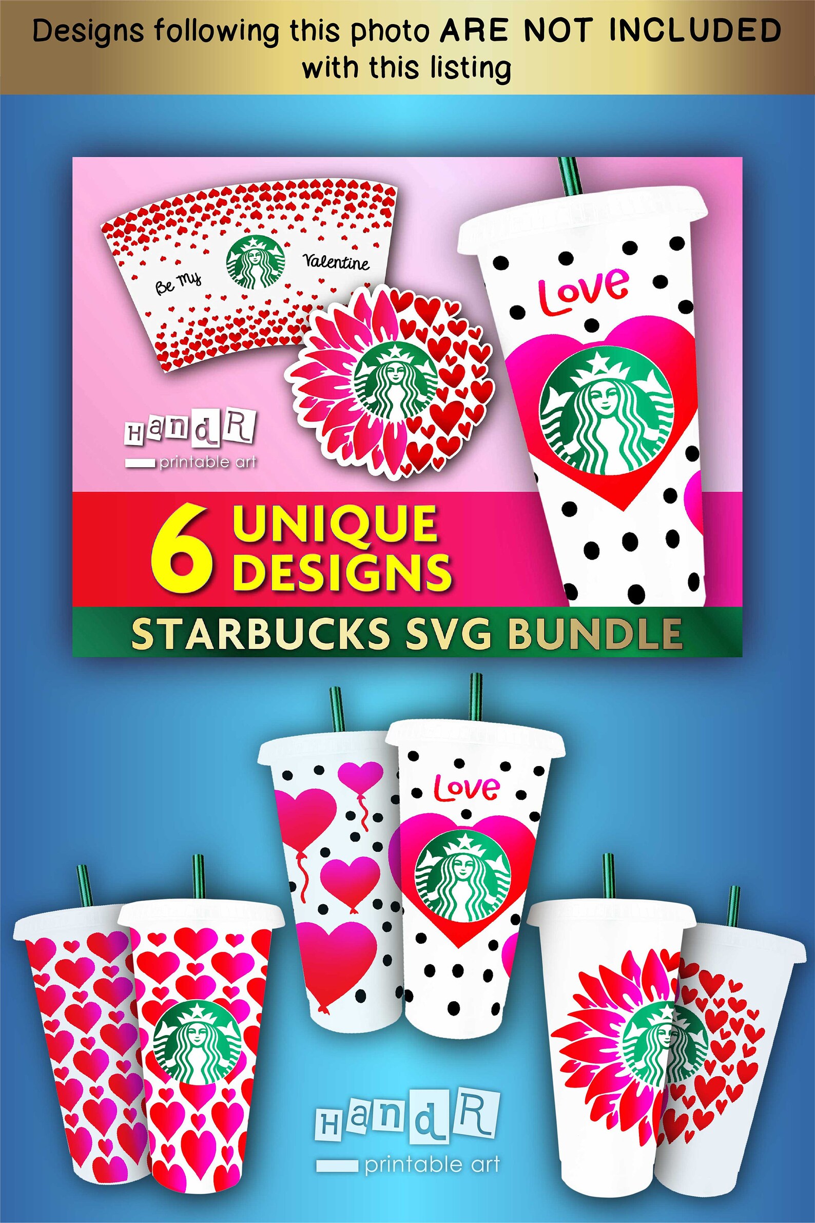 Download Full Wrap Ombre Hearts Starbucks Coffee SVG file Valentines | Etsy