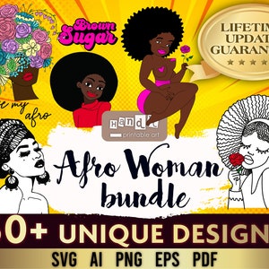 Afro Woman SVG, Bundle svg, Afro Girl Svg, Curly Hair Svg, Black Woman, Afro Queen Svg, Afro Lady Svg, Commercial use