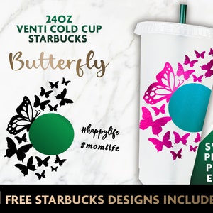 Print Starbucks Coffee SVG file design| Butterfly Starbucks coffee CUT file | Cheetah Starbucks Logo for Silhouette or Cricut DIY