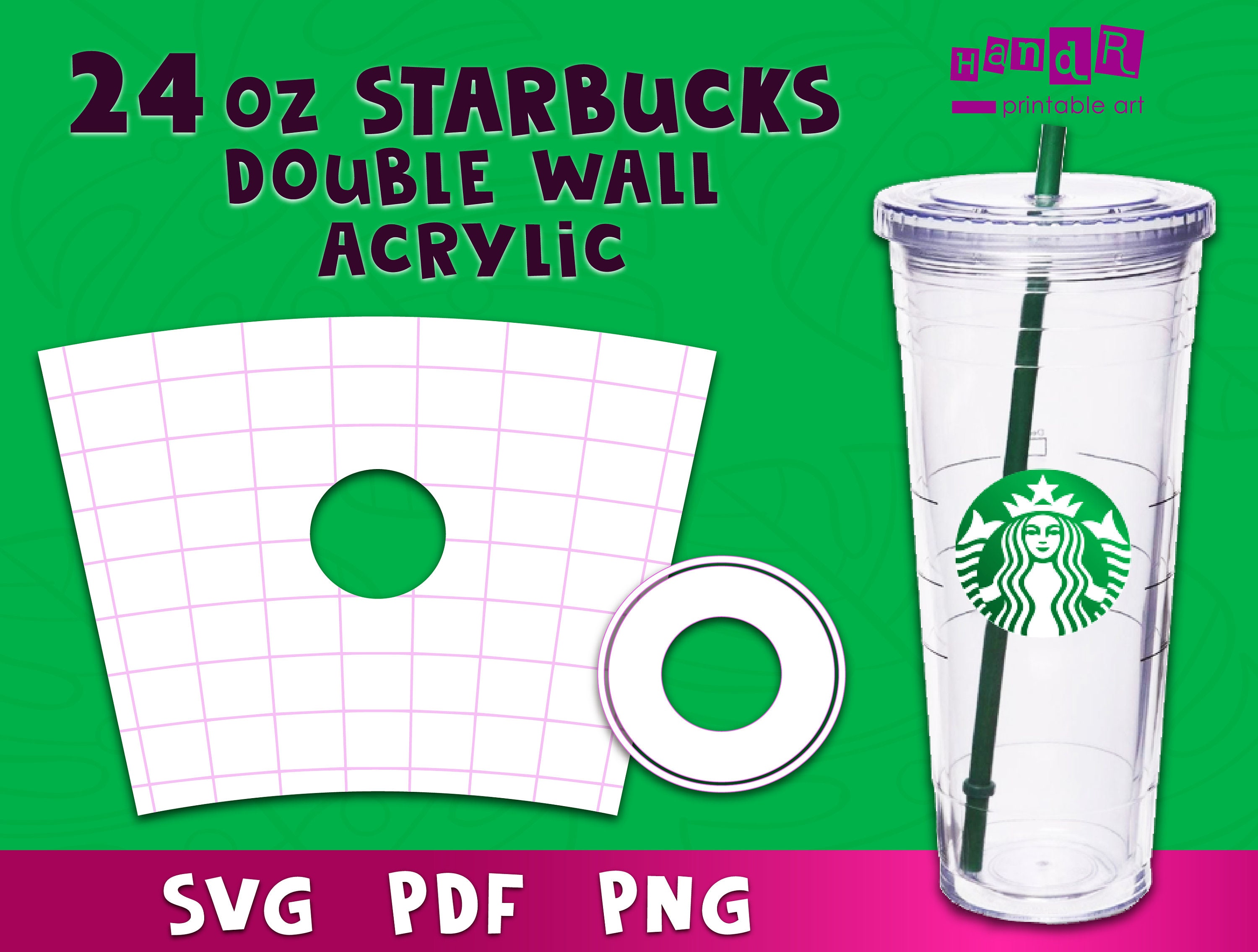 Starbuck 24 Oztumbler 24oz Double Walled Acrylic Tumbler Full Etsy