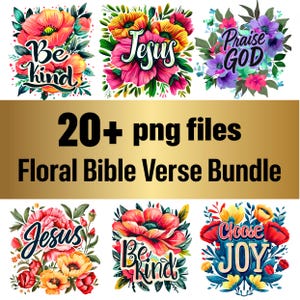 21 Floral Christian Png Bundle, Jesus Png, Religious Shirt Png, Religious Bundle Png, Spirit Png, Motivational Quotes, Sublimation Design