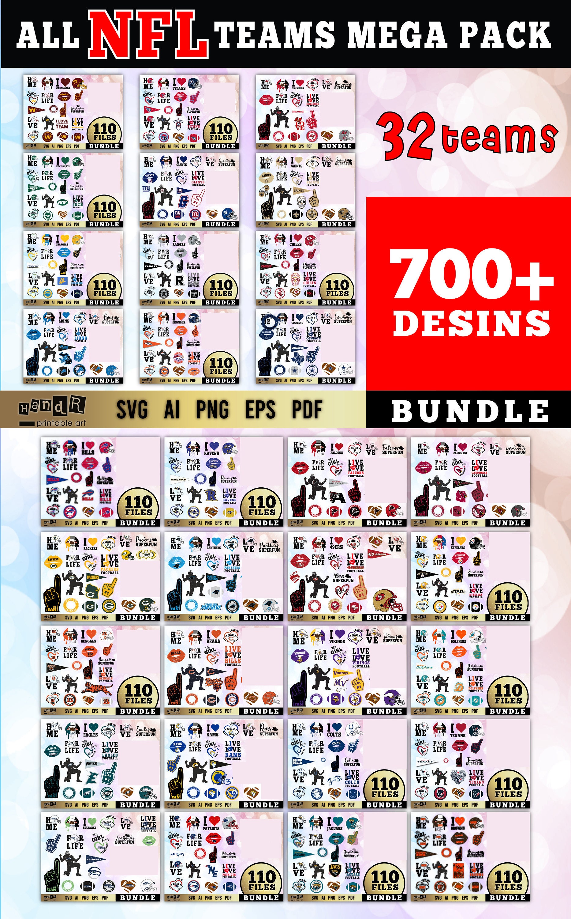 NFL All 32 bundle 2021 UPDATE Teams SVG All Nfl Teams Svg Nfl Logo Sv…