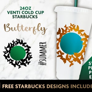 Print Starbucks Coffee SVG file design | Butterfly Starbucks coffee CUT file | Cheetah Starbucks Logo for Silhouette or Cricut DIY