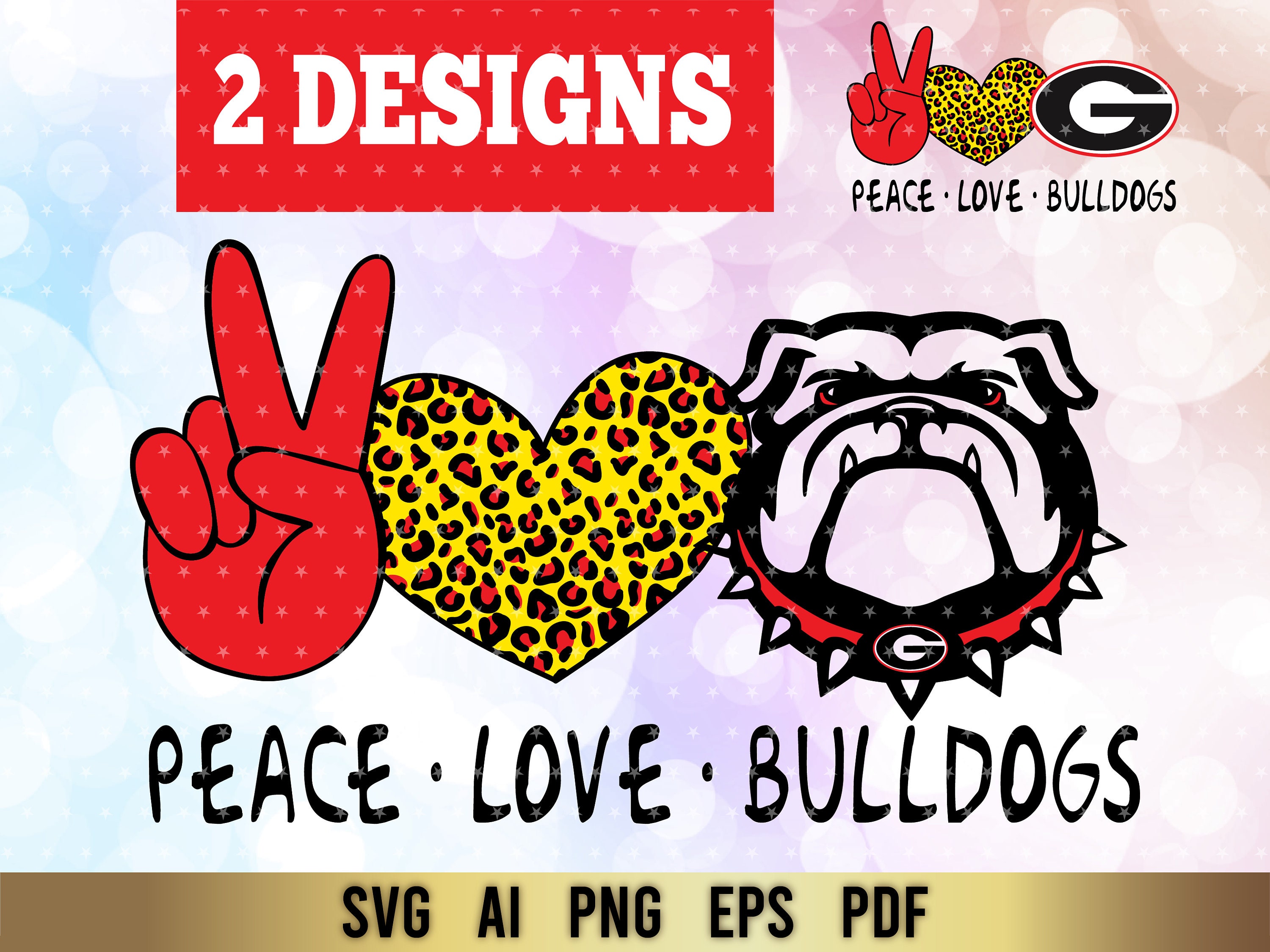 Ga Bulldogs peace love svg Georgia football GA Bulldogs | Etsy