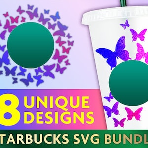 Print Starbucks Coffee bundle SVG file 8 designs | Butterfly Starbucks coffee CUT file | Cheetah Starbucks Logo for Silhouette or Cricut DIY