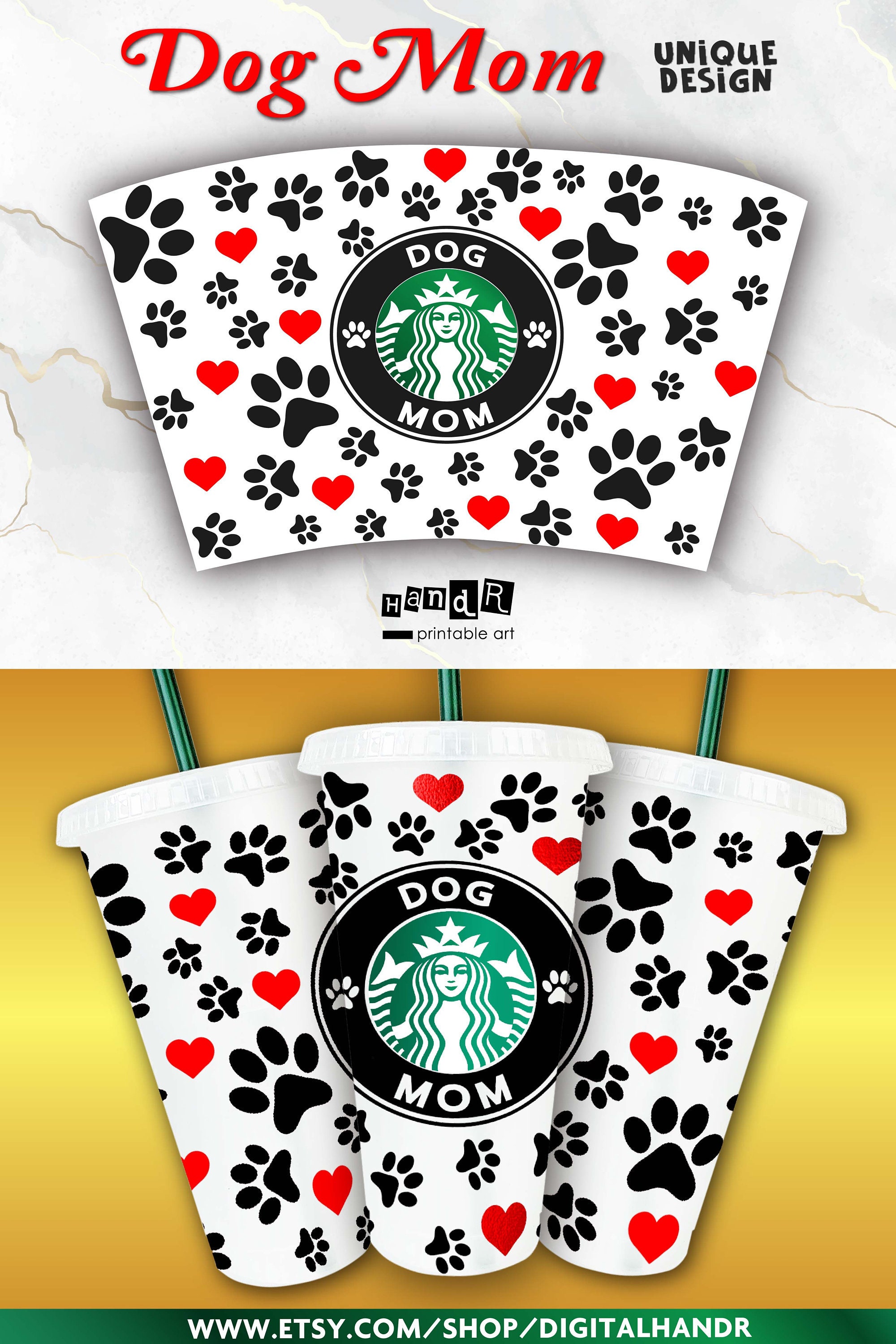 Download Starbucks Dog Mom Paw Print for Starbucks 24oz full wrap Venti | Etsy