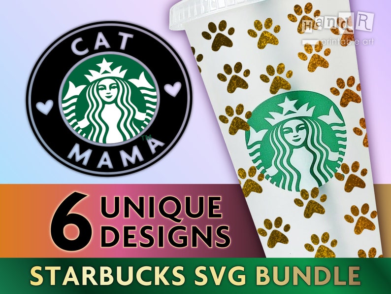 print starbucks coffee bundle svg file 6 designs cat etsy