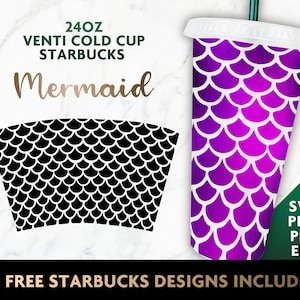 Print Starbucks Coffee SVG file design | Mermaid Starbucks coffee CUT file | Cheetah Starbucks Logo for Silhouette or Cricut DIY