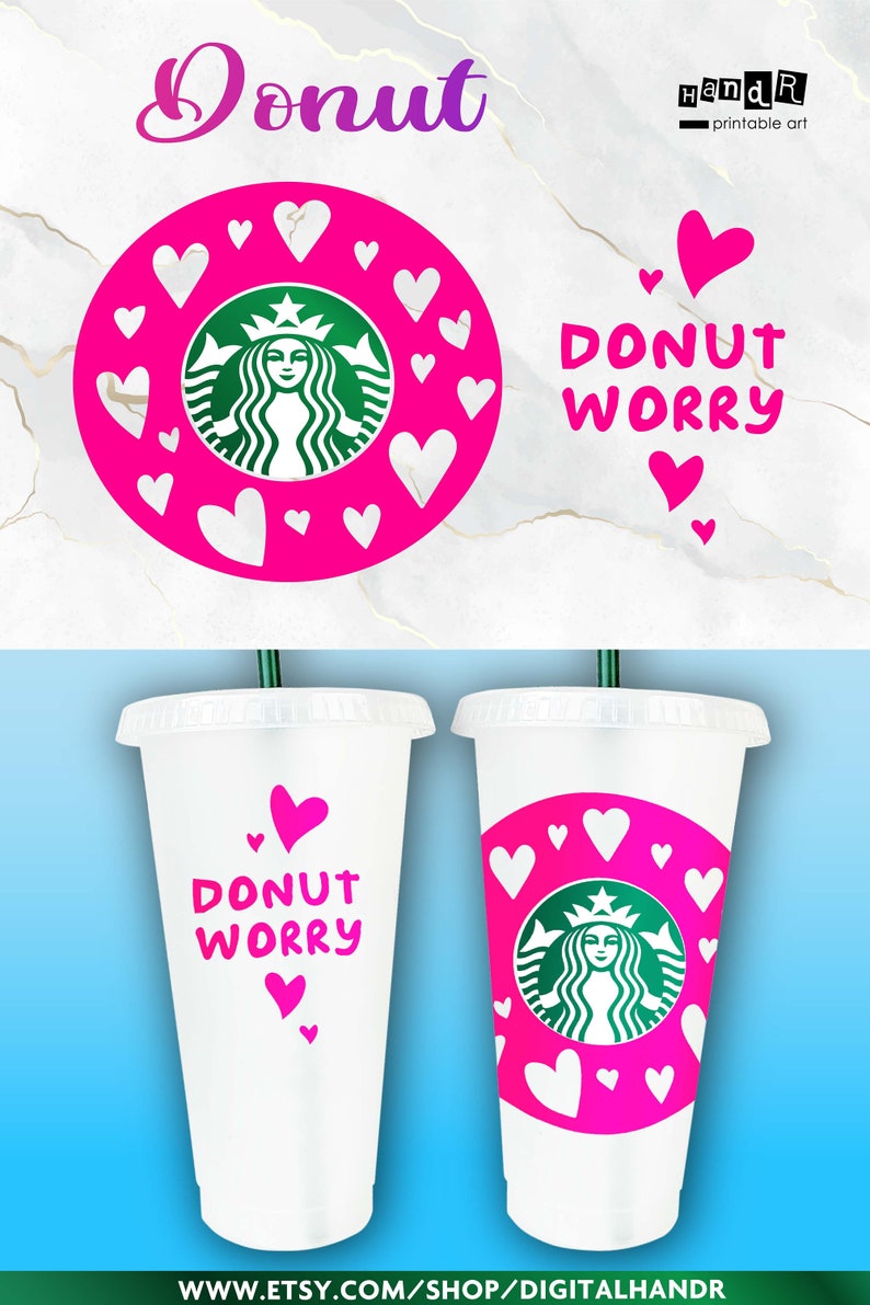 Donut Starbucks coffee CUT file Cheetah Starbucks Logo for Silhouette Cameo or Cricut DIY Print Starbucks Coffee bundle SVG file