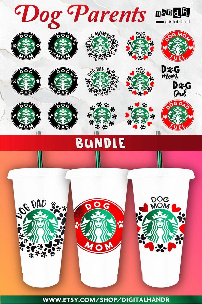Download Starbucks Dog Mom & Dad Pre-sized Logo SVG Bundle Dog | Etsy
