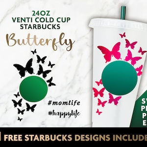 Print Starbucks Coffee SVG file design | Butterfly Starbucks coffee CUT file | Cheetah Starbucks Logo for Silhouette or Cricut DIY