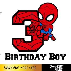 3. Geburtstag Junge svg, Spinnennetz svg, Spiderman Zahlen, Geburtstagsjunge svg, Spidey Geburtstagseinladung, digitale Produkte Bestseller