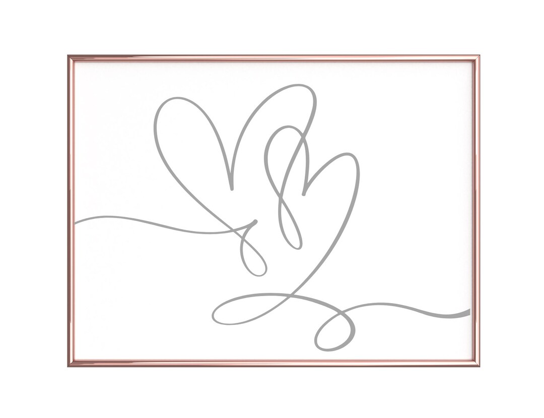Hearts Line Print. Line Art Wall Decor. Poster. Decorative Home and ...