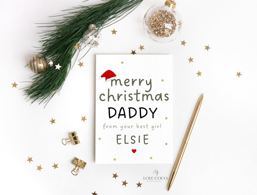 Merry Christmas Daddy From Daughter Christmas Card From - Etsy