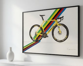 A3 poster of a world champion cyclist. Original drawing, A3 format, handmade.