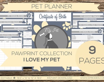 Dog Pet Care Planner | Binder | Organizer | Record Keeper (editable)