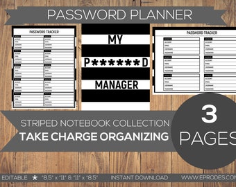 Password Planner | Binder | Organizer | Record Keeper (Editable)