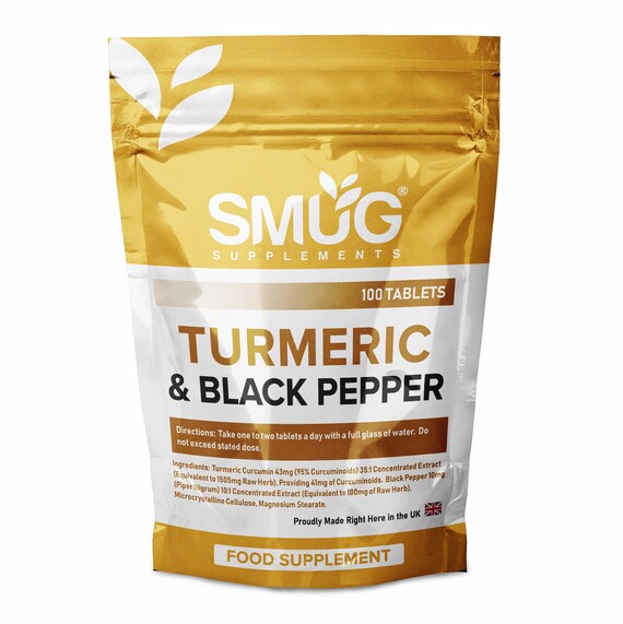 Turmeric and Black Pepper Tablets High Strength 1500mg Etsy UK