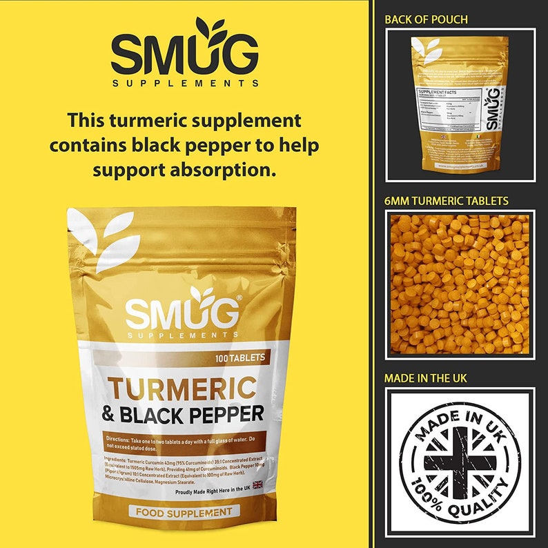 Turmeric and Black Pepper Tablets High Strength 1500mg Turmeric