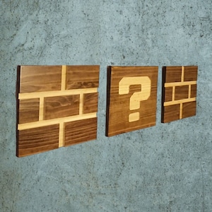 Super Mario Question Block kunst aan de muur 10 &quot;x 10&quot;- levensgroot - Game Room Decor - Geek Gift - Kousvuller - nostalgie uit de jaren 90 - Arcadekunst