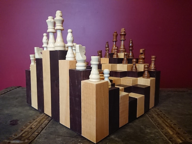 Unique Chess Set Large Handmade 3d Chess Decor Wood Board - Etsy Canada