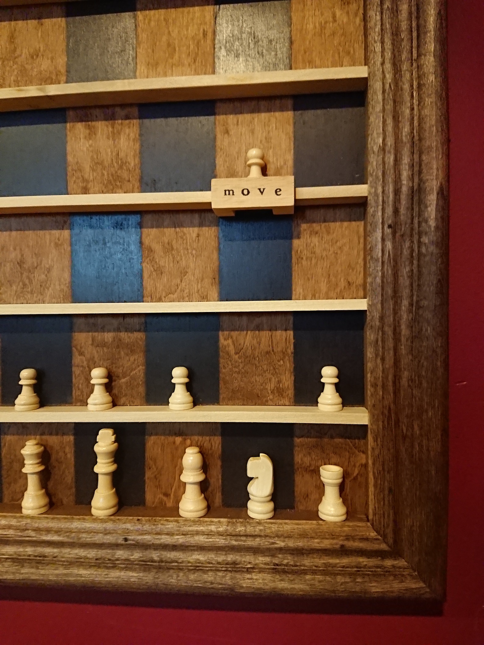 Vertical Chess Set Large Wall Mounted Wooden Game Board Etsy