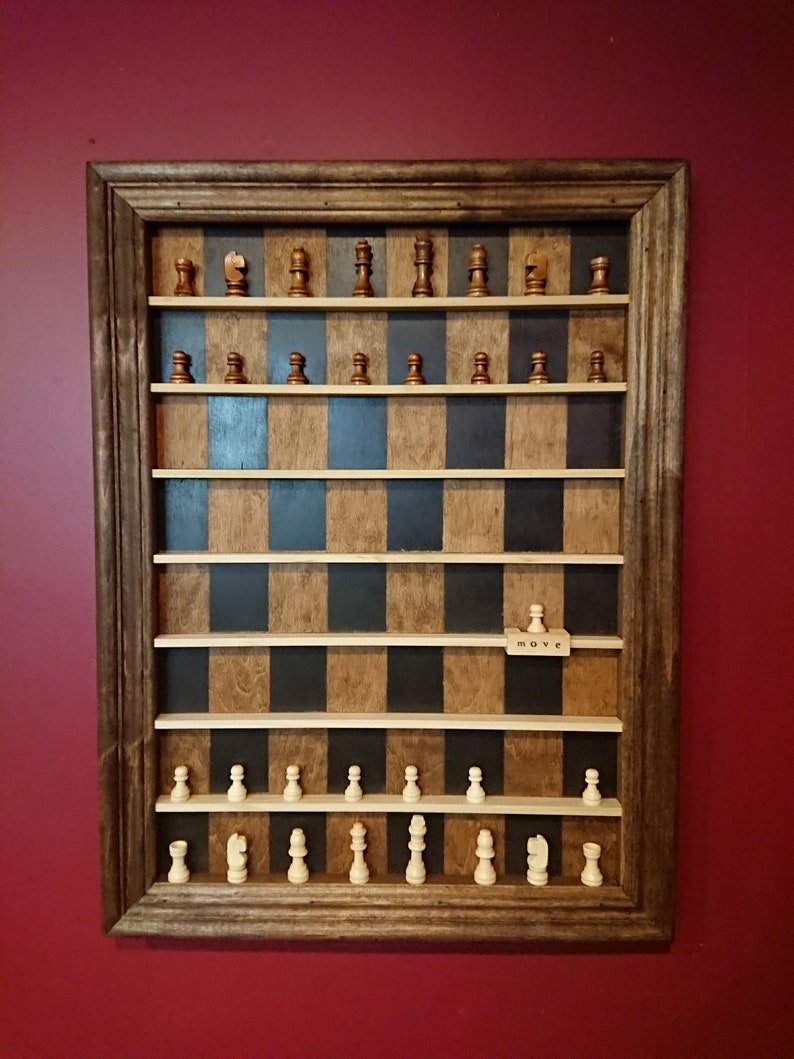 Vertical Chess Set Large Wall Mounted Wooden Game Board Etsy