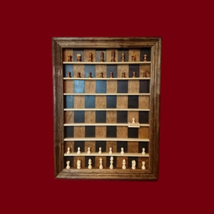 Vertical Chess Set- Large Wall Mounted Wooden Game Board - Conversation Piece - Chess Wall Art - Optional Chess Pieces - Nerd Decor