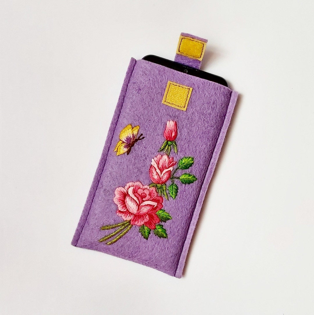 Embroidered iPhone Casefelt Case Flower iPhone Case Flower Etsy UK