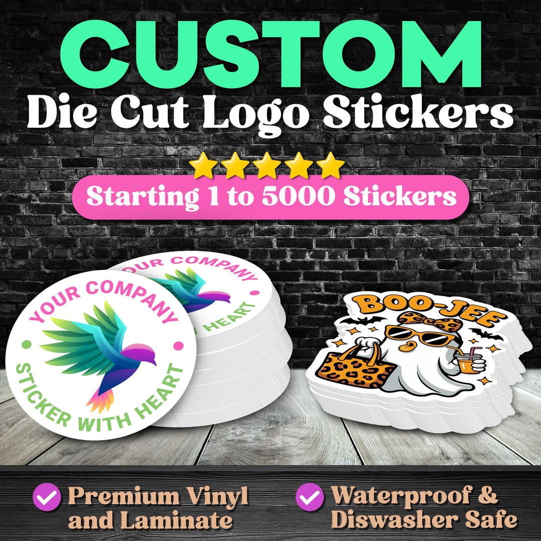 Custom Logo Vinyl Stickers | Die Cut Stickers | Waterproof Stickers - Etsy