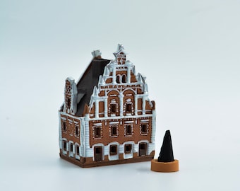Handmade ceramic house original miniature of Riga house of Blackheads, Tiny house incense holder christmas gifts for others, House sculpture