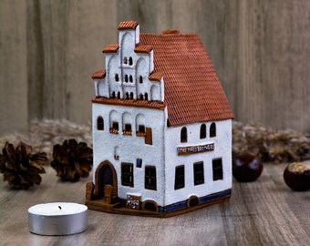 Collection miniature of the original Three Brothers houses in Riga, Ceramic house candle holder, Pottery house home decoration, Ceramic art