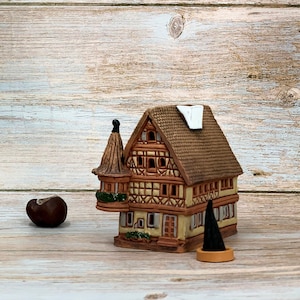 Incense holder tiny house miniature Rothenburg ob der tauber house, Pottery handmade house warming gift cottagecore room decor, Ash Catcher