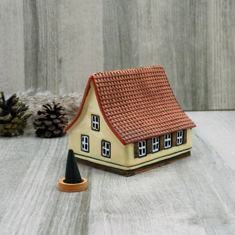 Cottagecore decor clay incense holder tiny house grandmother mothers day gift, Pottery miniature aromatherapy modern home decor image 3