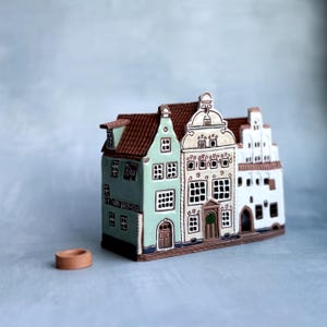 Miniature ceramic house candle holder teacher christmas gift, Pottery lighted house gifts for others and home decorative item