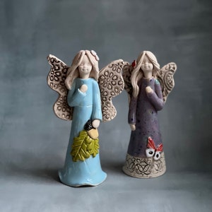 Angel handmade pottery thoughtful gift, Clay sculpture angel statue christian art bride gifts aesthetic room decor