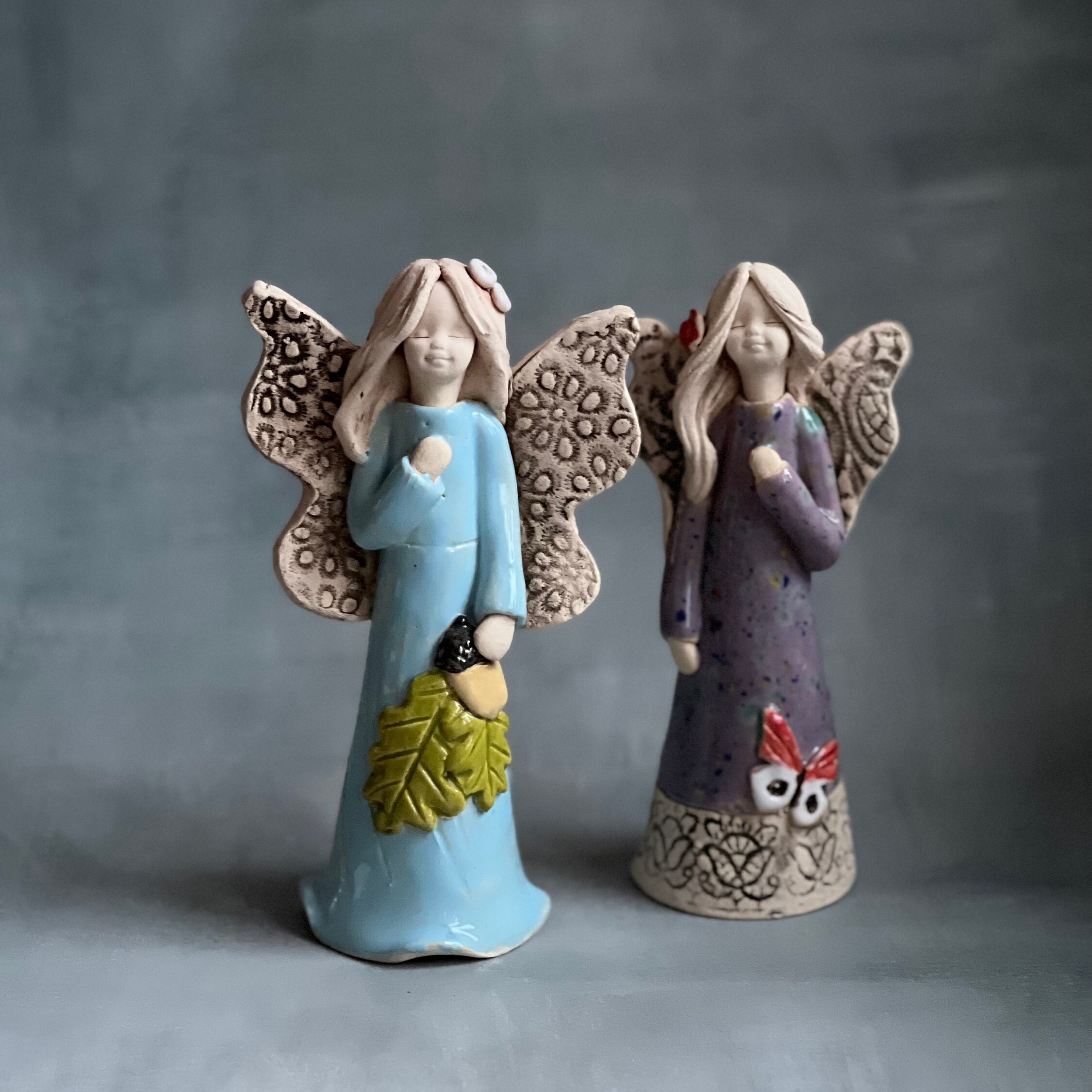 Handgefertigte Keramik Engel Statue, Christian Art, Home Amulett